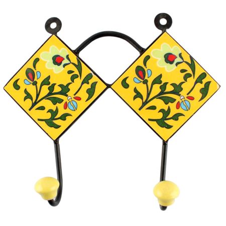 Green Leaf Ceramic Tile Hook 